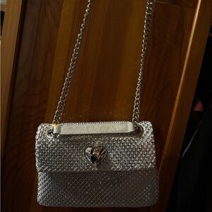 Betsey Johnson crossbody sparkly silver clutch